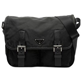 Bolsa mensageiro Prada em tessuto preto com fivela dupla Preto