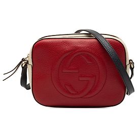 Gucci Pequena Bolsa Tricolor de Couro Vermelha Soho Disco Vermelho