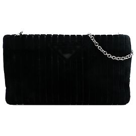 Pochette Crossbody Ricamo Velluto Noir de Prada Noir