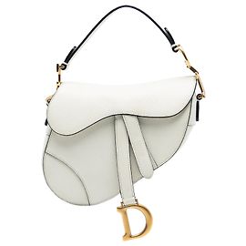 Bolsa Saddle em couro de bezerro grained branco Dior Branco