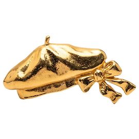 Spilla berretto placcata oro con motivo a nastro Chanel D'oro