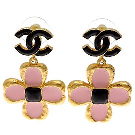 Orecchini da donna Chanel Coco Mark Flower Nero Rosa D'oro