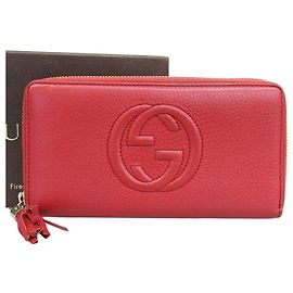 Gucci Soho Interlocking G Round Long Wallet Red