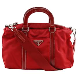 Prada A5 Nylon Shoulder Handbag Red
