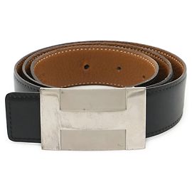 Cinto Reversível H-Plate da Hermès Marrom Preto