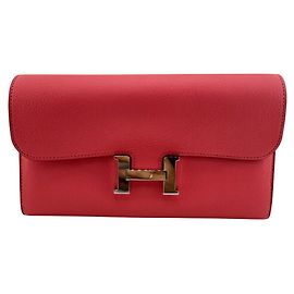 Hermès HERMES Constance Long Evercolor Wallet Pink