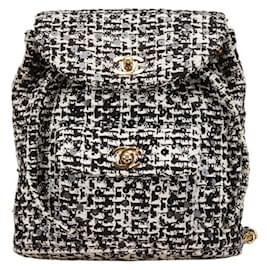 Chanel Matelasse Coco Mark Backpack Black White