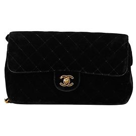 Chanel Matelasse 25 Coco Mark Chain Backpack in Black Velour and Leather Black