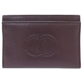 NEW CHANEL CLASSIC CAVIAR LEATHER CARD HOLDER BORDEAUX Dark red