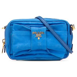 Borsa a tracolla Prada Tessuto Fiocco Bow Blu