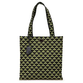 Bolsa de compras Prada Jacquard Triangolo Simbolo Verde