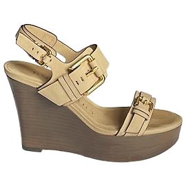 Sandali con zeppa Burberry in pelle beige taglia 39 Beige