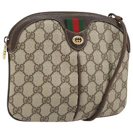 Bolsa Sherry Line GG Supreme Web da GUCCI em PVC bege e dourado 904 02 047 Auth BA9941 Bege Dourado