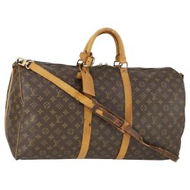 LOUIS VUITTON Borsa Boston Monogram Keepall Bandoulière 55 M41414 LV Auth bs33008 Monogramma
