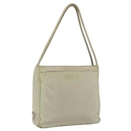 PRADA Tote Bag Nylon Ivory Silver Auth 170631 Silvery Cream