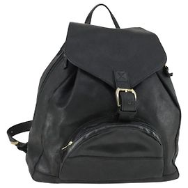 Gianni Versace Backpack Leather Black Gold Auth bs32654 Black Golden