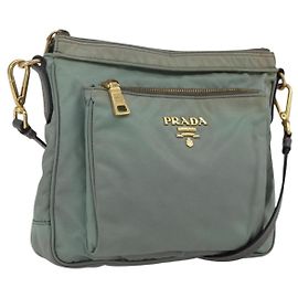 Borsa a Spalla PRADA Nylon Verde Oro Auth 170487 D'oro Verde