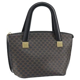 Céline Borsa a mano in tela Macadam CELINE in pelle PVC nera e oro Auth ep13232 Nero D'oro