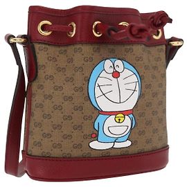 GUCCI GUCCI �~ Bolsa Micro GG Supreme Doraemon PVC Beige Oro 647801 Auth 149859SM Beige Dorado