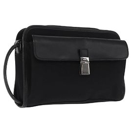 GUCCI Clutch Bag Nylon Black Silver 108844 Auth 170413 Black Silvery