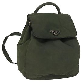 PRADA Rucksack aus Nylon Khaki Silber authentisch 166688 Silber Khaki