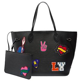 LOUIS VUITTON Neverfull Black Leather Bag - 103299 Black