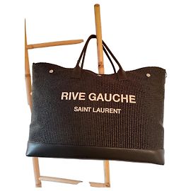Saint Laurent Borsa Rive Gauche Xxxl Paglia Nera Nero