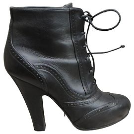 Bottega Veneta Black Leather Ankle Boots Black