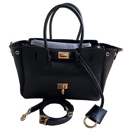 Balenciaga black leather handbag Black