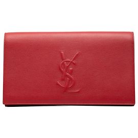 Pochette Belle de Jour en cuir rouge large Saint Laurent Rouge