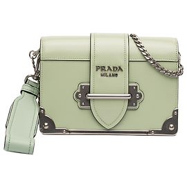 Bolsa transversal Cahier em couro de bezerro spazzolato verde da Prada Verde