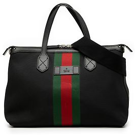 Borsa in tela nera Techno Web di Gucci Nero