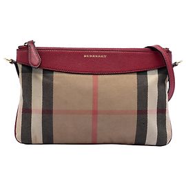Borsa a tracolla Peyton in tela a quadri marrone Burberry Marrone Marrone chiaro