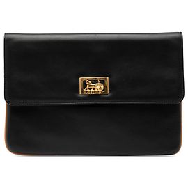 Céline Celine Black Leather Carriage Clutch Black