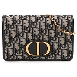 Pochette 2 in 1 Dior in tela blu obliqua 30 Montaigne Blu Blu navy