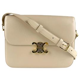 Céline Bolsa de Ombro Celine Classic Triomphe Bege