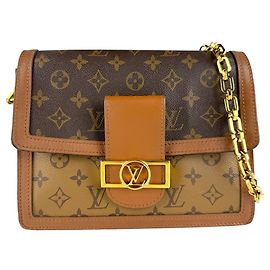 Louis Vuitton Monogram Reverse Dauphine MM Shoulder Bag Brown