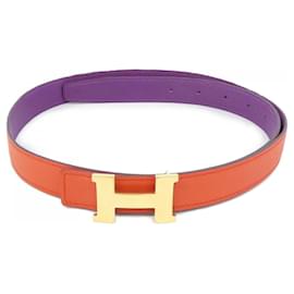Cinturón reversible Hermès Mini Constance 24mm Roja Púrpura