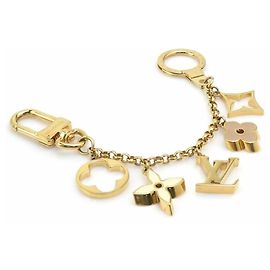 Porte-clés Fleur de Monogram Louis Vuitton Beige Doré Blanc cassé