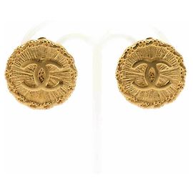 Boucles d'oreilles clips en métal doré Chanel Coco Mark Doré