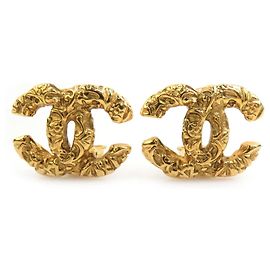 Boucles d'oreilles clips en métal doré Chanel Coco Mark Doré