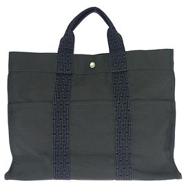 Hermès Hermes Air Line MM Gray Canvas Tote Bag Brown