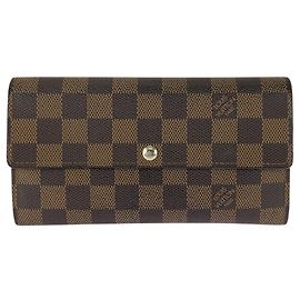 Portafoglio Lungo Sarah Damier Ebene Louis Vuitton Marrone