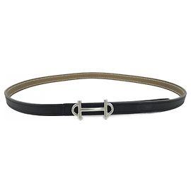 Hermès Cinturón reversible Hermes Gamma de 13 mm Castaño Negro