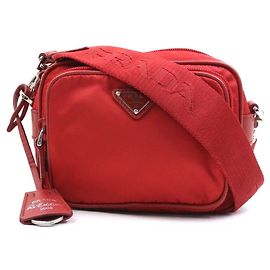 Prada Red Nylon Shoulder Bag Red