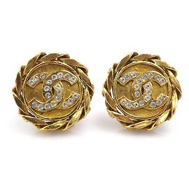 Boucles d'oreilles clips en métal/rhinestones Chanel Coco Mark Doré