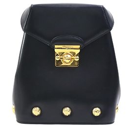 Salvatore Ferragamo Black Leather Backpack Black