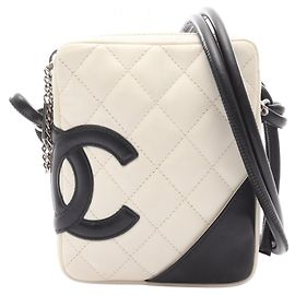 Chanel Cambon Line Small Leather Shoulder Bag Black White