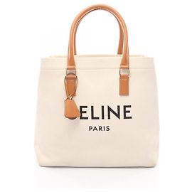 Céline Celine Horizontale Cabas Tasche Braun Weiß