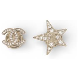 ACCESSORIO GIOIELLO PER CAPELLI CHANEL LOGO CC STELLA STRASS PINZA D'oro